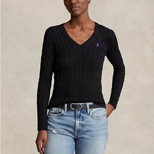 Polo Ralph Lauren Cable knit v-neck sweater Women Size S
